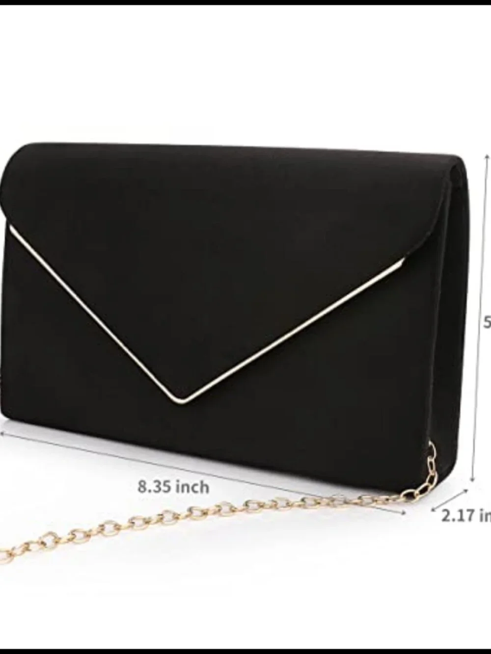 Faux Suede Envelope Clutch with Detachable Gold Chain Evening Bag